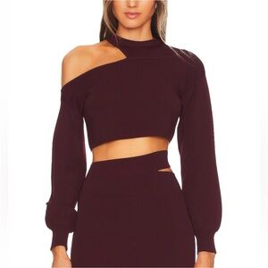 Michael Costello Asym Cut Out Dolman Sweater in Plum, Size: S